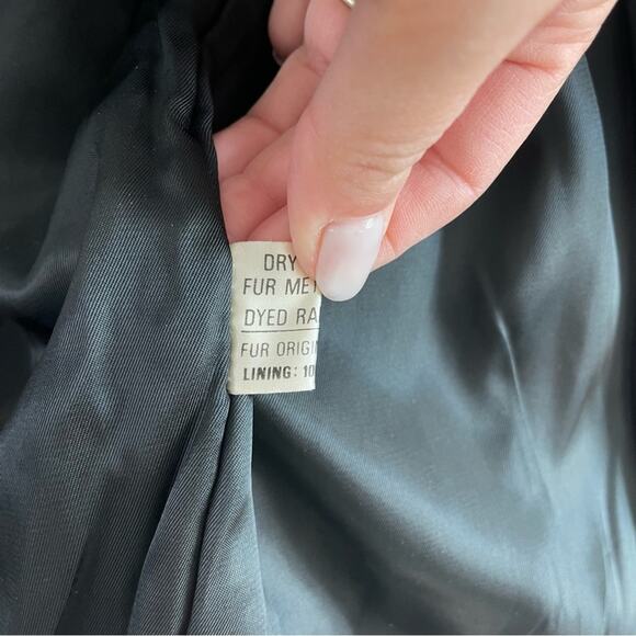 Niki | Vintage Black 100% Rabbit Fur Bomber Jacket Full Zip With Mock Neck Coat - Picture 10 of 11